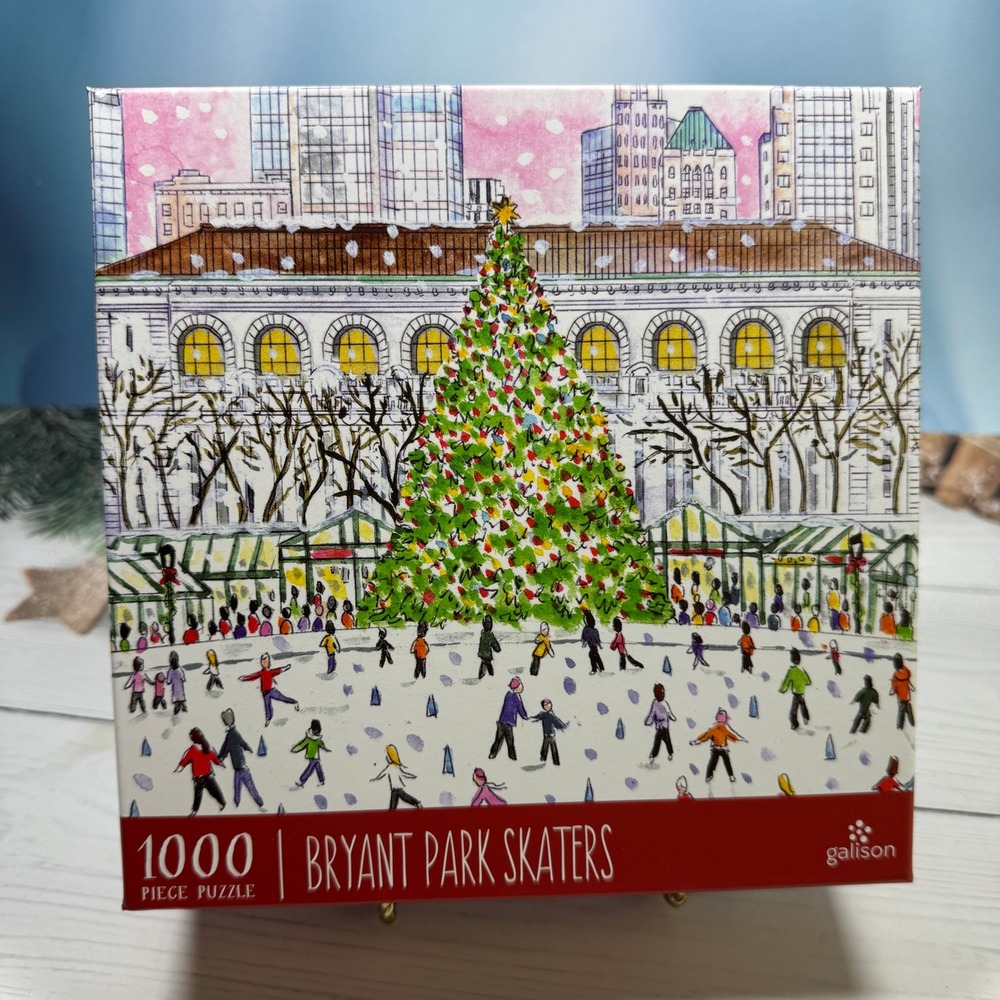 Galison Bryant Park Skaters Puzzle 1000pc Multi Michael Storrings Winter Snowy